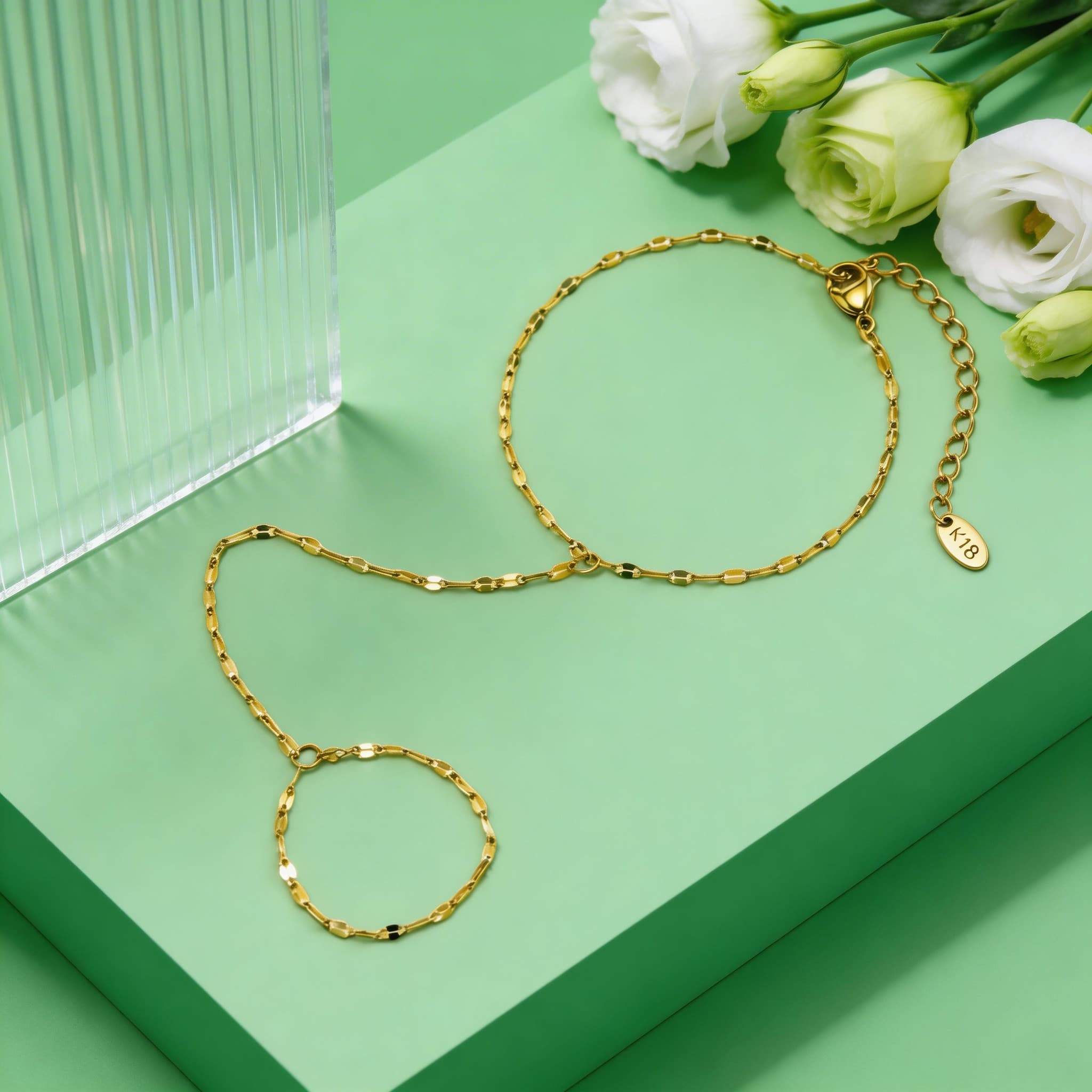 Stainless Steel Lip Chain Finger Chain Bracelet for Women Link Chain Connecting Hand Harness Bracelets Fashion Hand Jewelry Gift