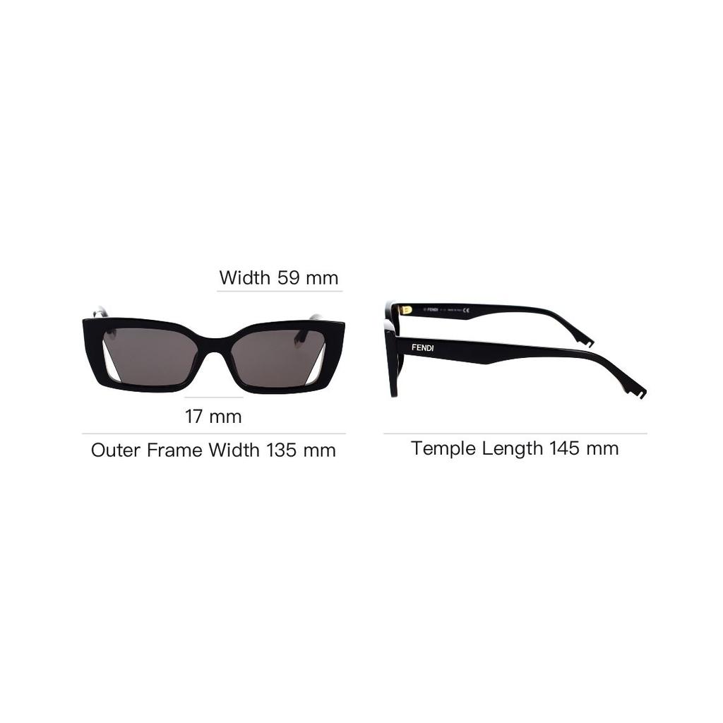 Fendi Minimalist Fashion Acetate Frame Sunglasses Women sunglasses Black FE40032I01A