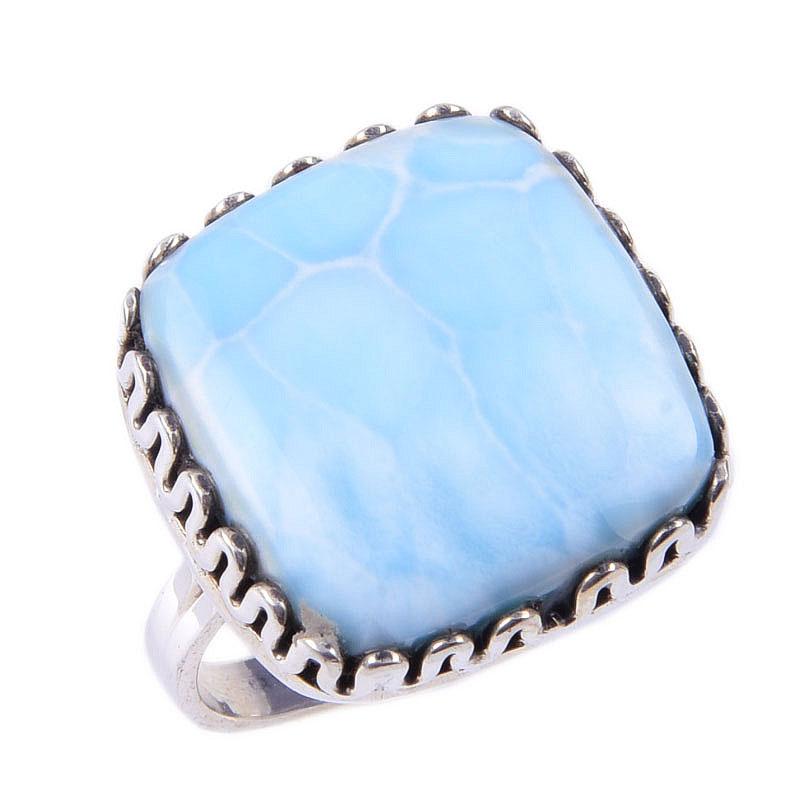 Natural Republic Larimar Gemstone 925 Solid Sterling Silver Gift Ring S.9 i1f25
