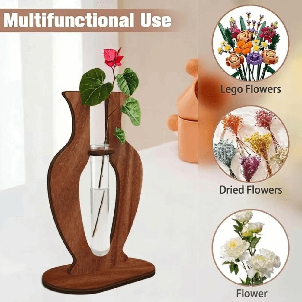 Holzständer Hydrokultur-Vase Bruchsichere Hydrokultur-Pflanzenvase Einfache Transparente Vase Heimdekoration