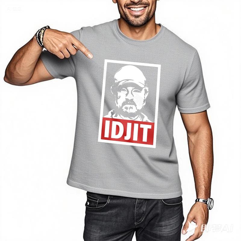 Mens Top Graphic Basic T Shirt Man Pointing To Idjit Short Sleeve Essential Teeshirts Retro Cotton Unisex Tshirt