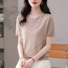 Summer Round Neck Hollow Ice Silk Knitted Shirt for Women Women's Short Sleeved T-shirt Loose Top