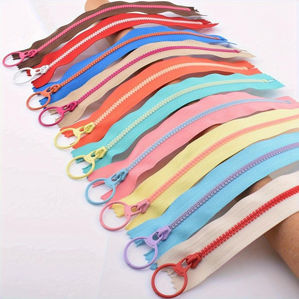 8pcs Random Color 20cm/7.8inch Colorful Nylon Zippers with Lifting Ring - DIY Sewing Craft and Tailor Supplies