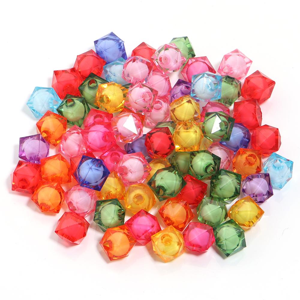

20-200pcs 8/10/12/14/16/18/20mm Polygonal Acrylic Transparent Colored Cut Beads Loose Spacer Beads For DIY Craft Jewelry Making