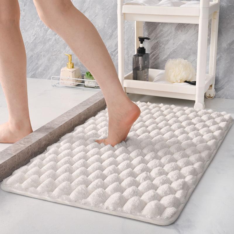 Large Flannel Anti-Slip Bathroom Mat - Absorbent Floor Mat for Shower Room or Toilet Door