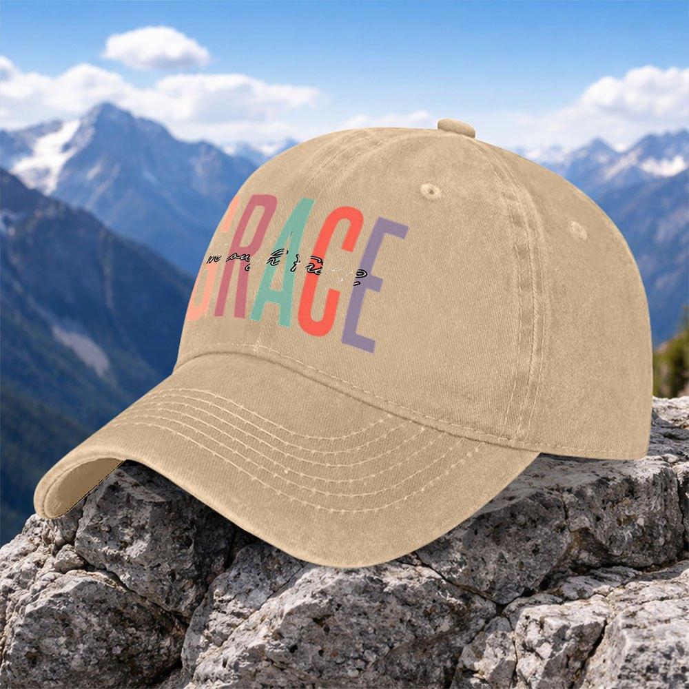 Grace Printed Vintage Baseball Cap Washed Duckbill Street Hiphop Hat For Outdoor Sports Leisure Vacation