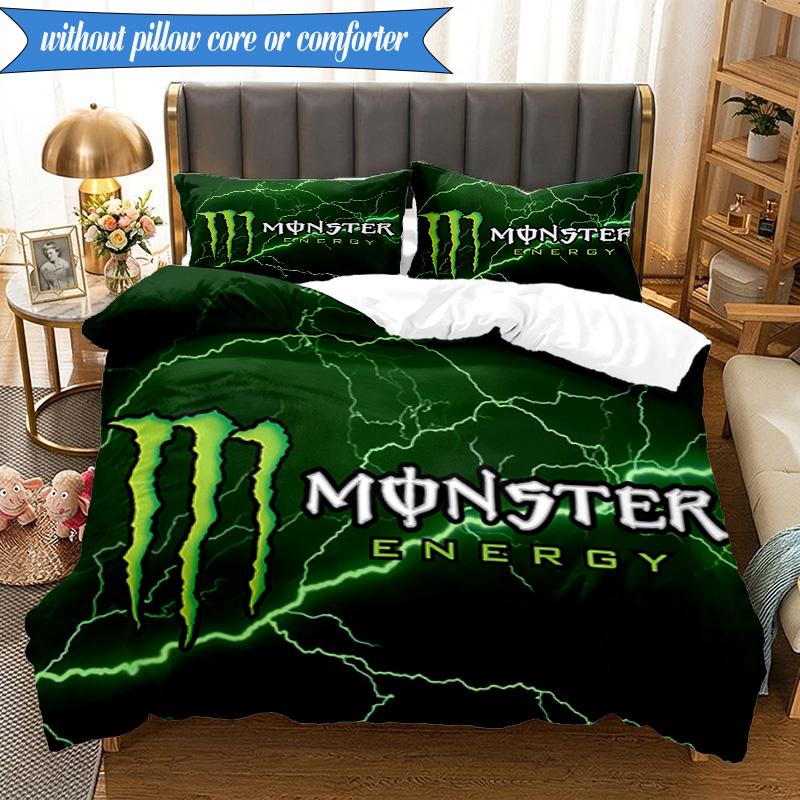 3PCS Energy Drink Printed Bedding Set For Bedroom dormitory, Includes 1 Duvet Cover & 2 Pillowcases for All Seasons Home Decor Fan gifts