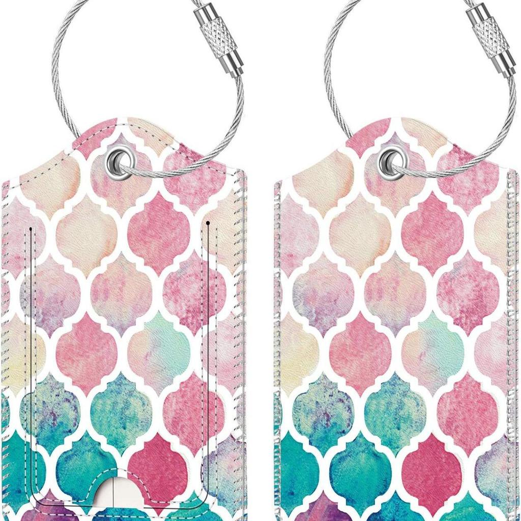 Stylish Printed Leather Luggage & ID Tag Set