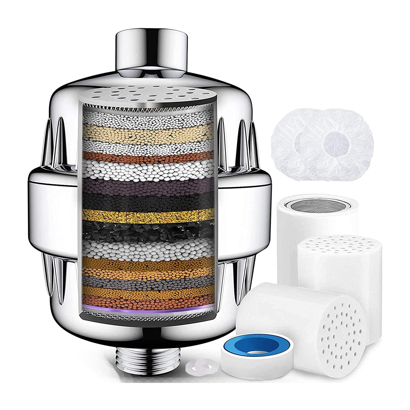 

Очиститель головки Pure Blue Showerhead Clear NSF Chrome Water Фильтр для душа Фильтр для душа для жесткой воды 12 Stages