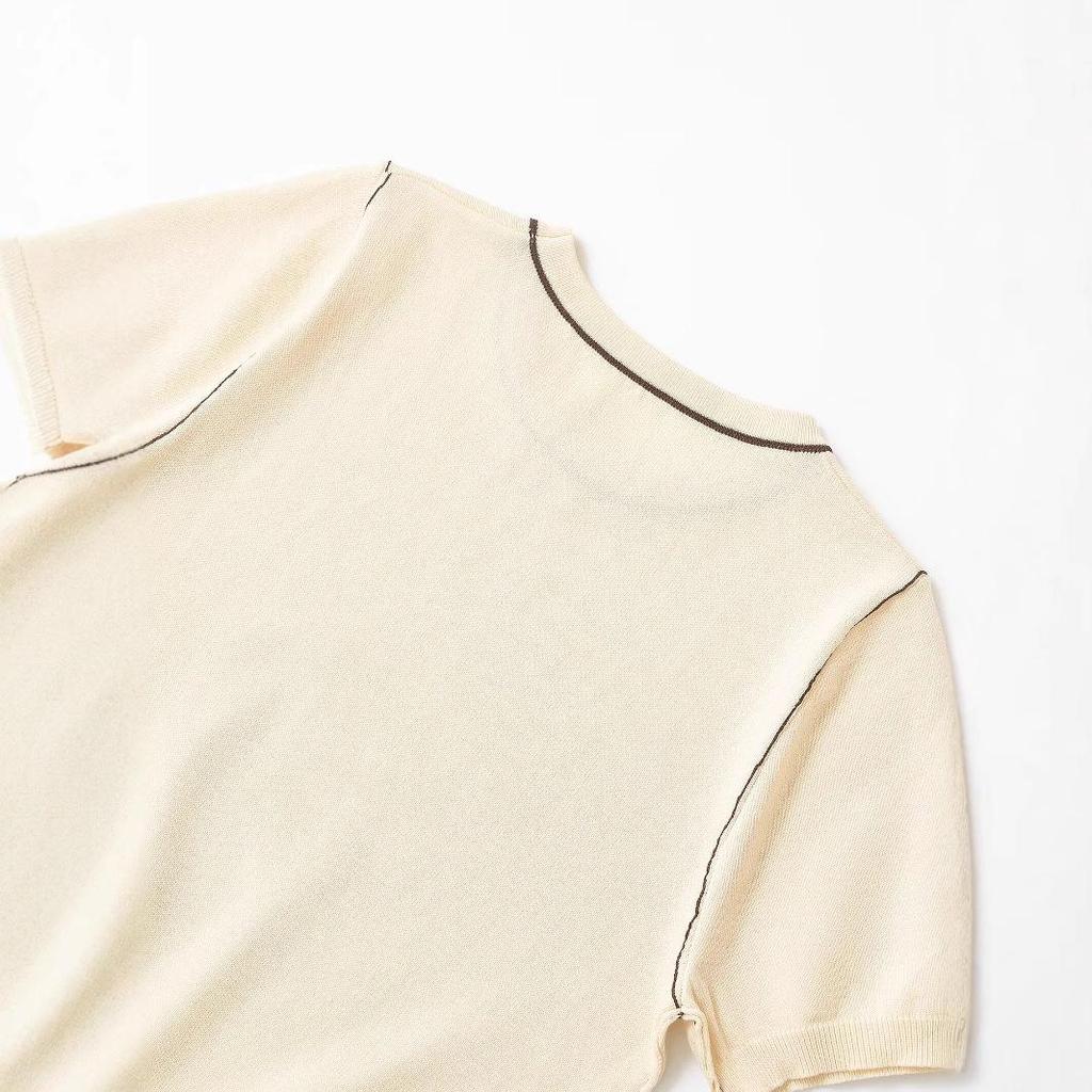 2025 Spring Women's Fashion: Versatile European & American Style Knitted Top - Short Sleeve