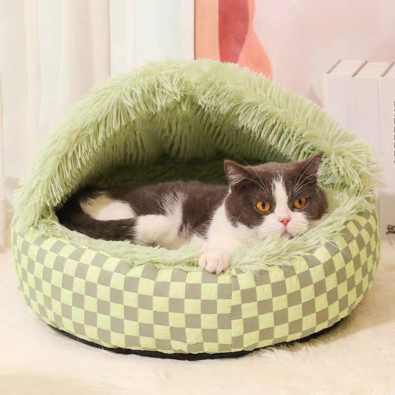 

Новый зимний теплый домик для собак, полузакрытый, толстый, ветрозащитный, водонепроницаемый и устойчивый к царапинам, стеганый домик для домашних животных S 40cm