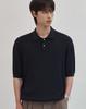 WORK ON BODY OFF Cool Bamboo Semi-Overfit Cable Collar Short Sleeve Knit [Navy]