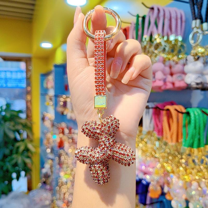 Balloons Dog Keychain With Czech Rhinestones For Gift And Party Decor