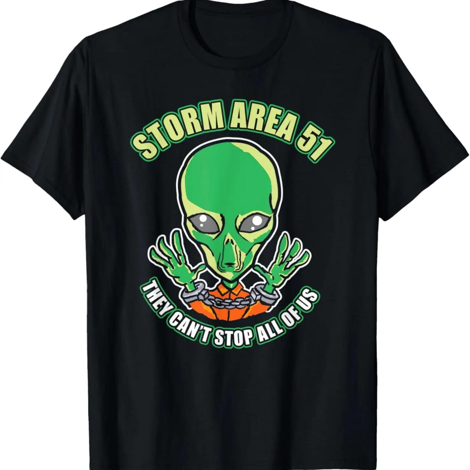 Storm Area 51 UFO Alien In Handcuffs Drawing T-Shirt S чёрный