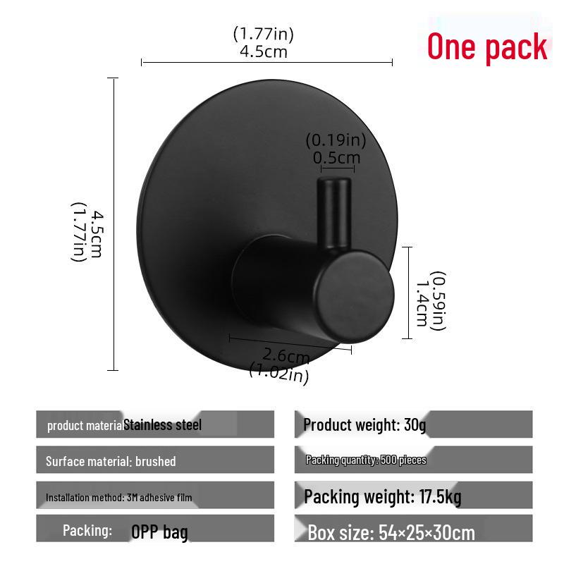 304 Stainless Steel Adhesive Clothes Hook - Punch-Free, Strong Hold, Behind-Door Mount