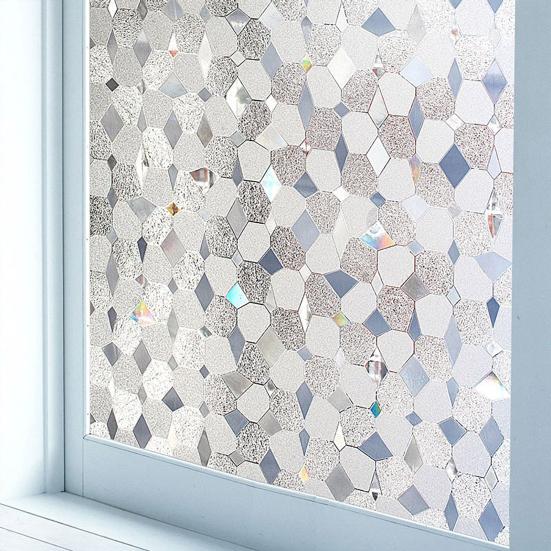 Window Privacy Film Decorative Frosted Static Cling Removable Reusable Home Office Bathroom UV Sun Blocking Glass Sticker Cover
