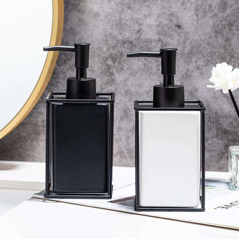 Home Ceramic Hand Sanitizer Bottle Matte Wrought Iron Bathroom Shower Gel Is Bottled and Pressed Into Soap Bottle Bathroom
