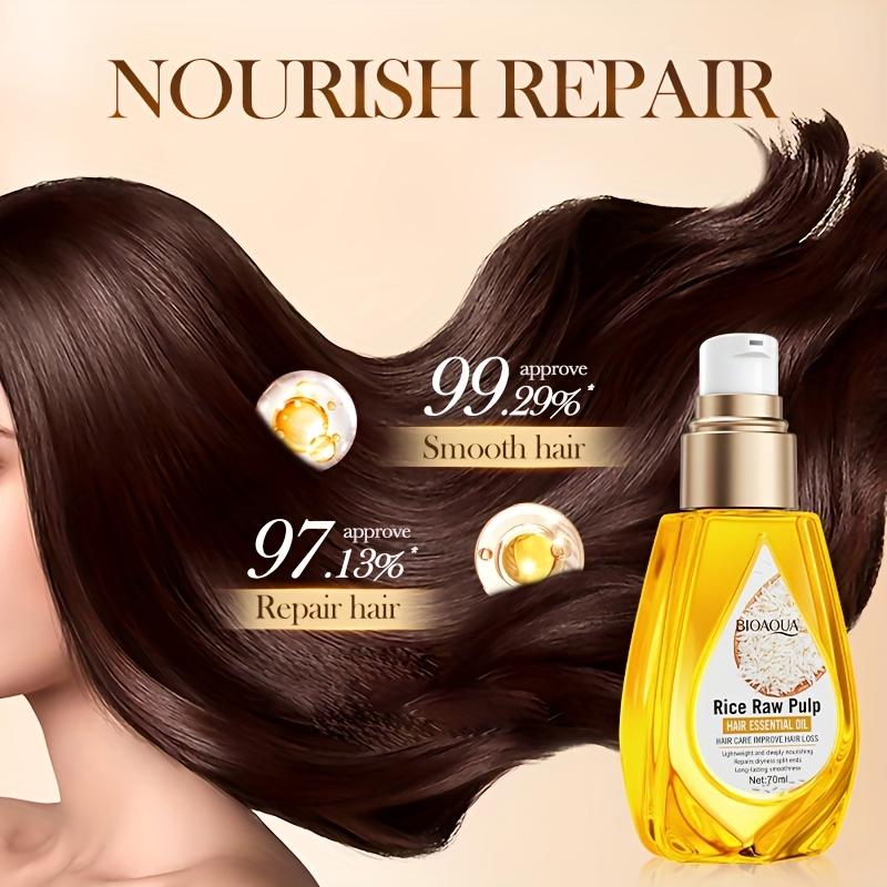 70ml Rice Raw Pulp Hair Essential Oil, Repairing and Hair Care, Easy To Absorb, Not Greasy, Smooth and Easy To Comb