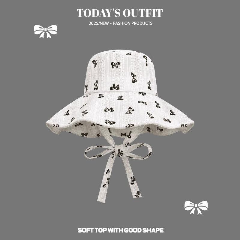 

Новая шляпа-панама с широкими полями и шнуровкой-бабочкой для женщин, летняя шляпа для защиты от солнца для улицы, шляпа, подчеркивающая лицо, маленькая шляпа-котелок