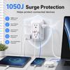 10-in-1 Outlet Extender with Night Light, 6 AC Outlets, 2 USB-C & 2 USB-A, 1050J Surge Protector, 3-Sided Multi Plug Adapter