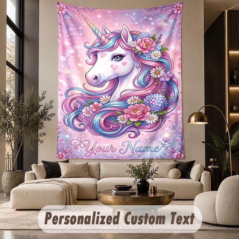 Inorog (162) Temă Tapiserie Personalizată Nume Personalizat Text Tapiserie de Agățat pe Perete Decorațiune Fundal Casă