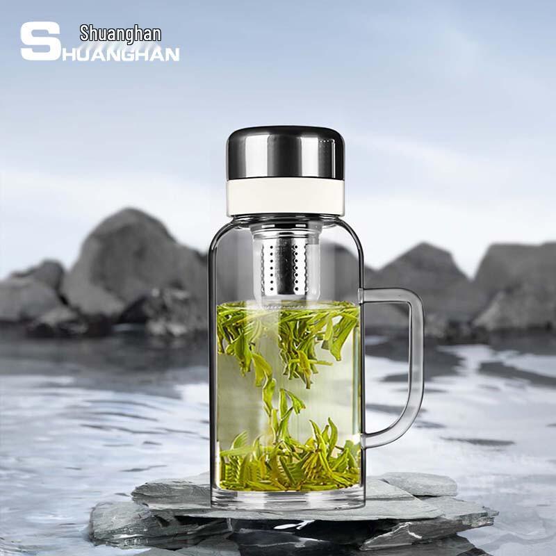 Shuanghan Double-Wall Glass Teapot with Handle, 1000ml