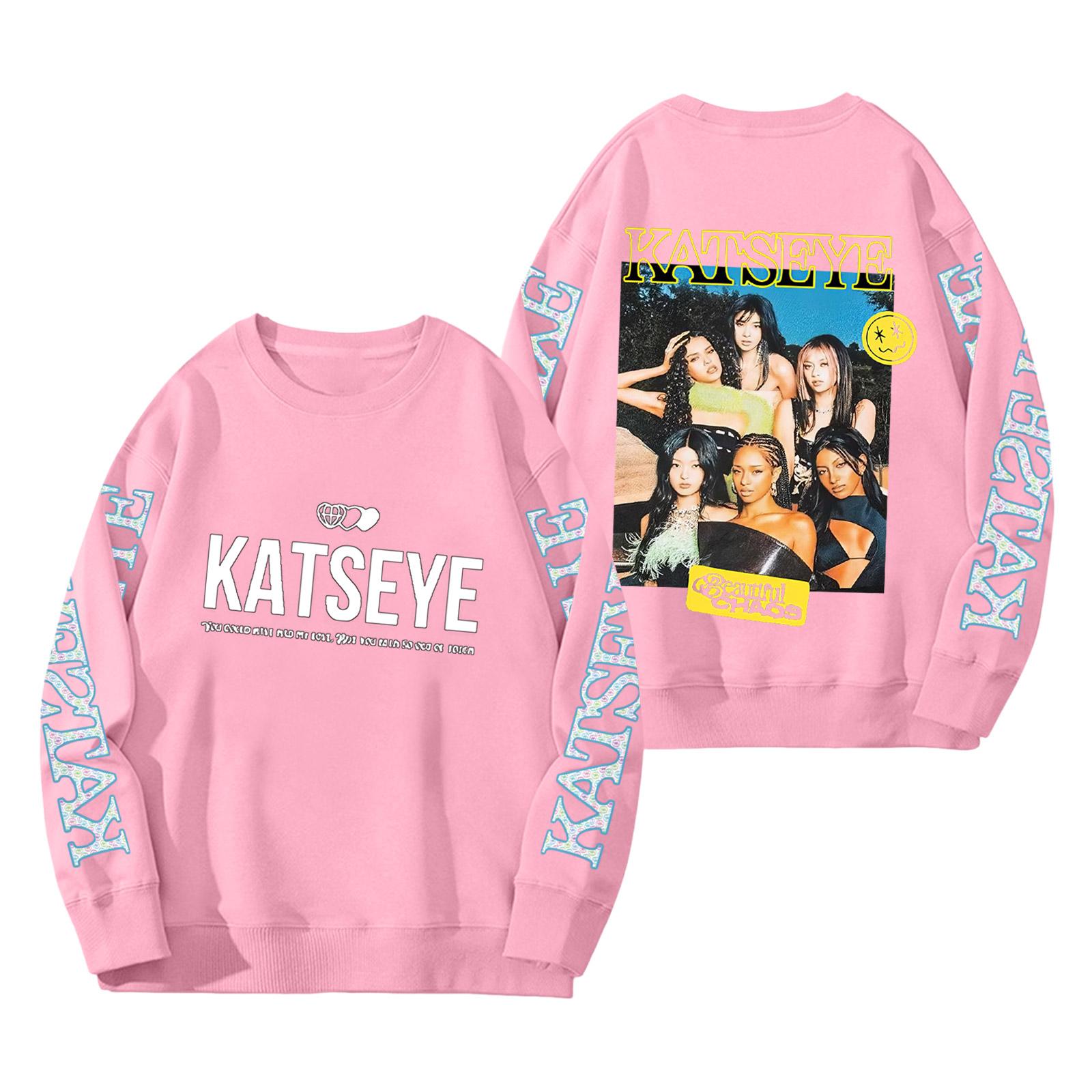 

Women s Fashion Long Sleeve Print Round Neck Loose Pullover Sweater Top S розовый