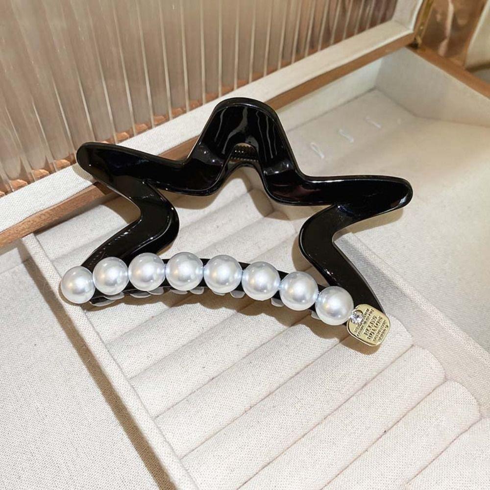 Five-Pointed Star Star Pearl Shark Clips Pentagram Star Pearl Hair Clips  Girls Gift