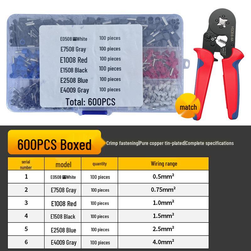 HSC8 6-4 Insulated Tubular Terminal Crimping Pliers Set