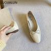 Fashion SUOJIALUN 2025 Spring New Women Flat Shoes Fashion Round Toe Bow-knot Slip On Ladies Ballerina Soft Flat Heel Dress Boat Shoes