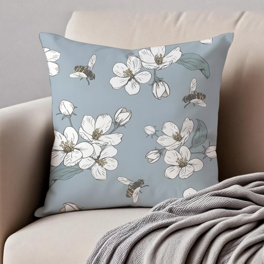 Birkenblüten Aprikosenblüten Frühlingsblumen Kissenbezug Kissenhülle Milbendicht Verdeckter Reißverschluss Kurzflor Sofakissen