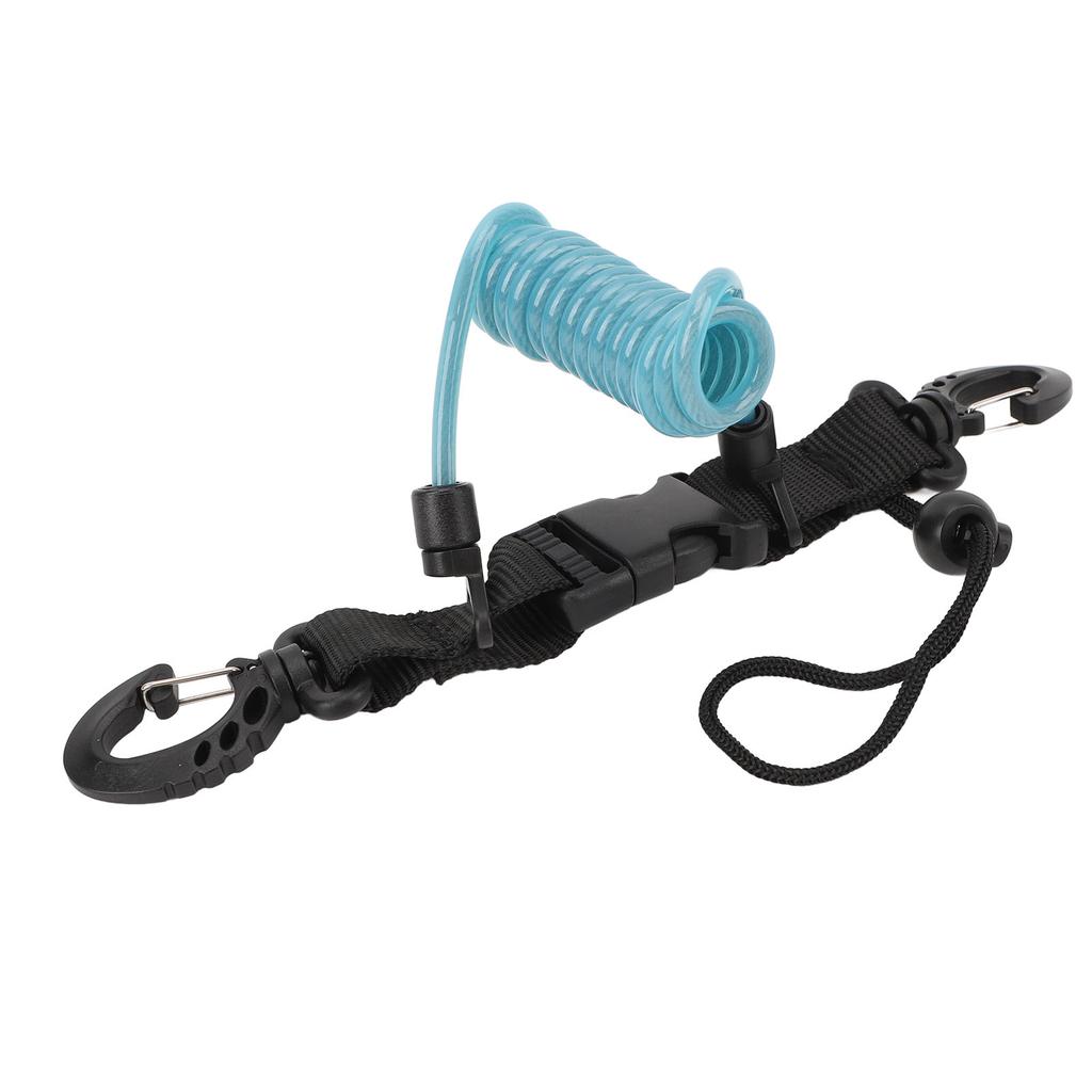 Diving Camera Lanyard Quick Release Buckle Stainless Steel Wire Spring Coiled Camera Lanyard for Light Tool Lake Blue
