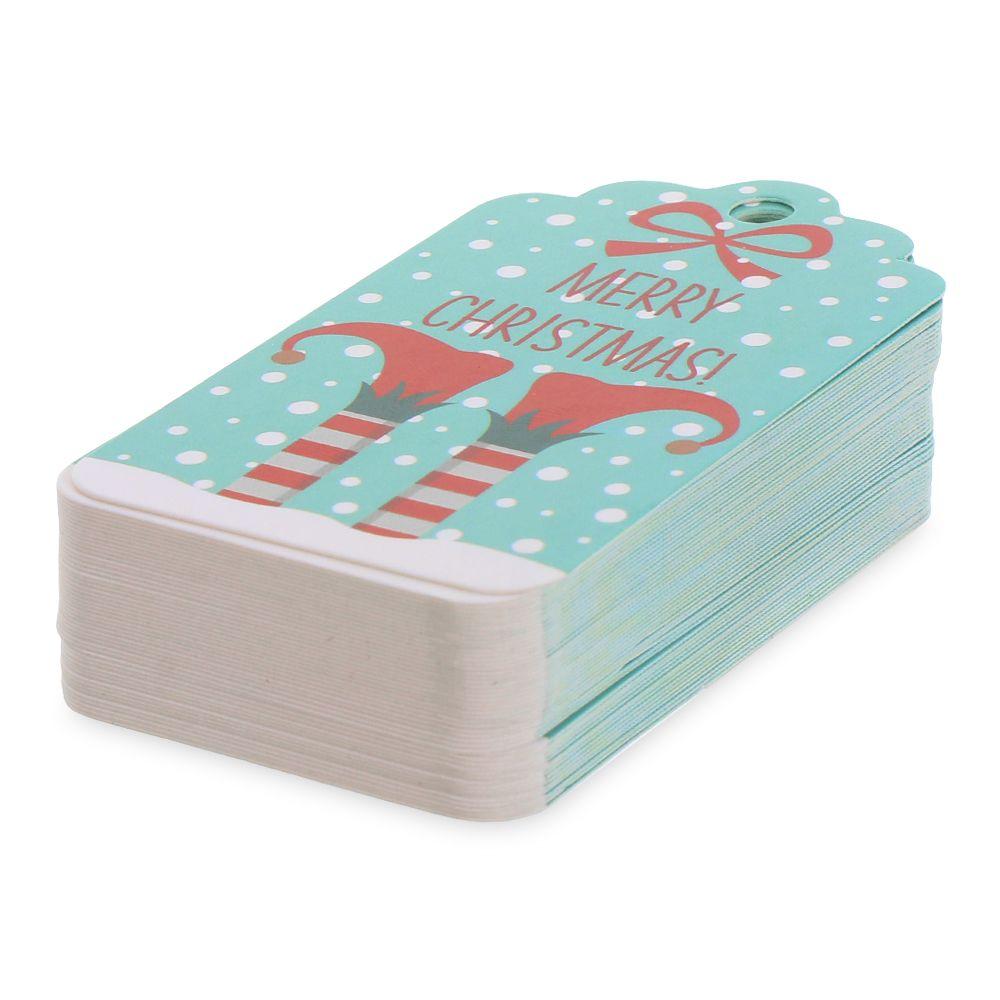 With Rope Santa Claus Gift Wrapping Christmas Paper Tags Xmas Decorations Hanging Label Gift Cards