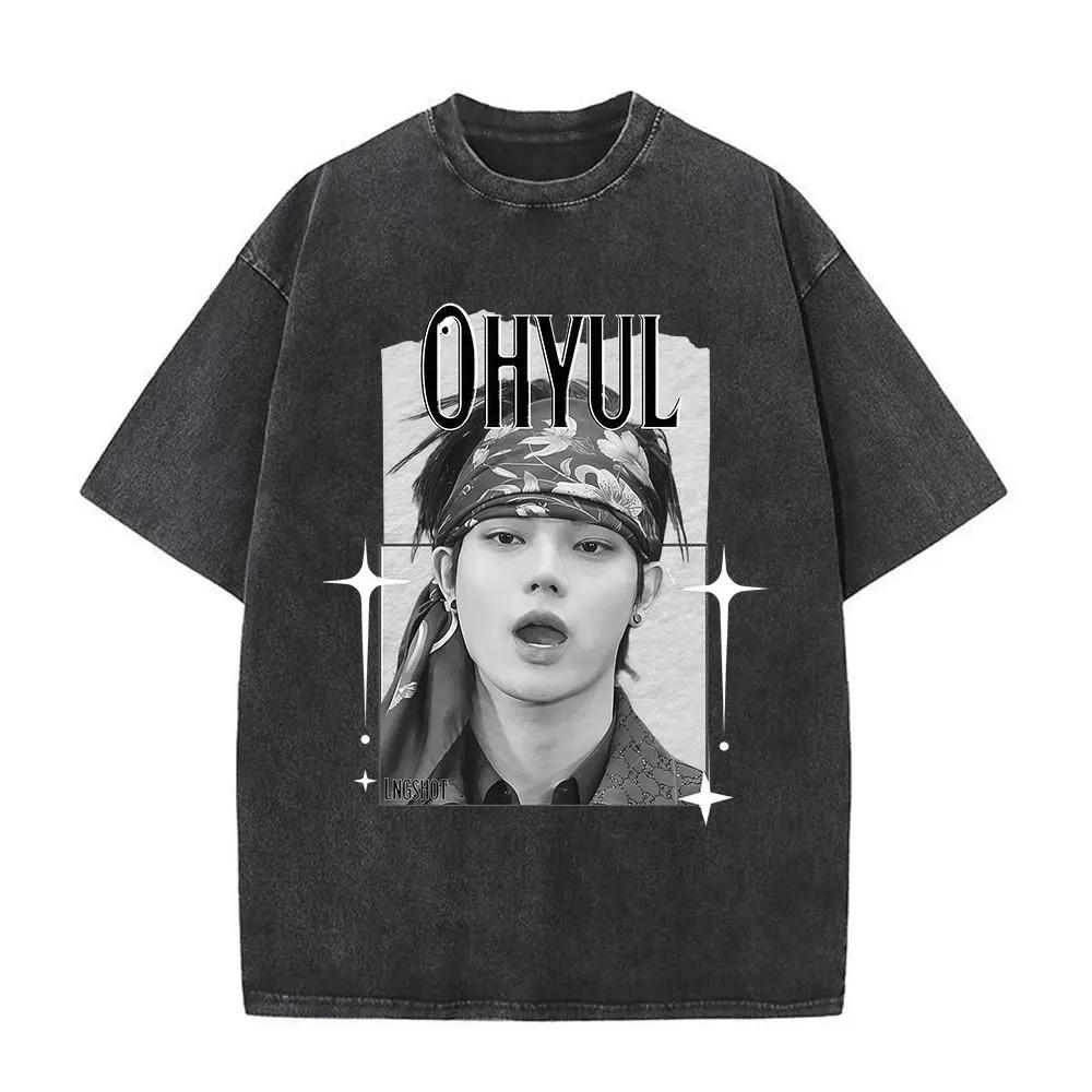 2026 Vintage Washed Korean Kpop Hip Hop Group Lngshot LOUIS T Shirt Men Women Clothing Fashion Hip Hop Short Sleeve Cotton T-shirts
