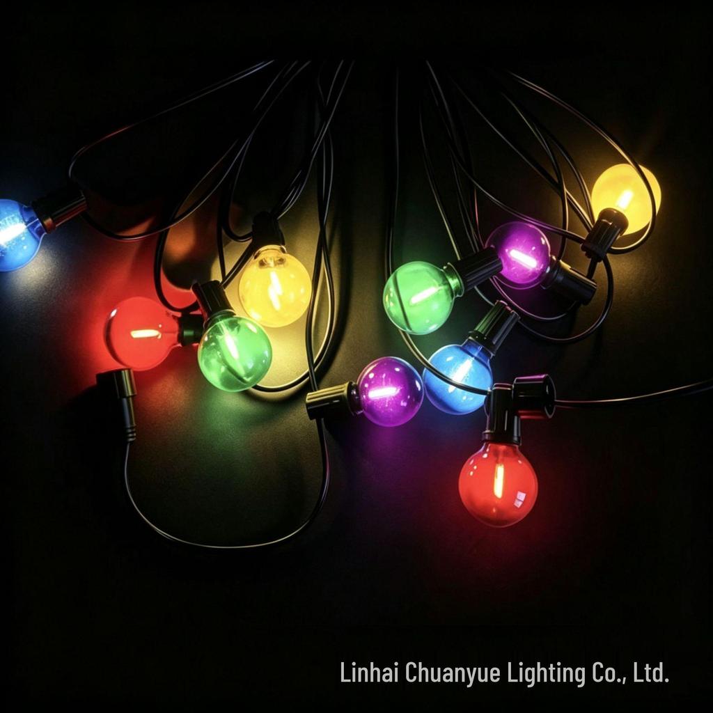 Waterproof Outdoor Solar LED G40 Bulb String Lights for Courtyard & Camping