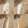 Shallow thick heel single shoes women's autumn and summer new pearl pleated grandma shoes women's soft leather gentle single shoes women