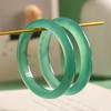 Premium Oil Green Chalcedony Jadeite Agate Bracelet for Women - Natural Flat Band Design In Far Mountain Ink.