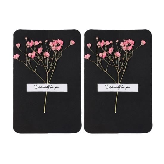 

2 Pcs Dried Flower Greeting Card Handmade Retro Gift Card DIY Invitation Wish Card for Wedding Birthday Baby Shower Graduation чорний
