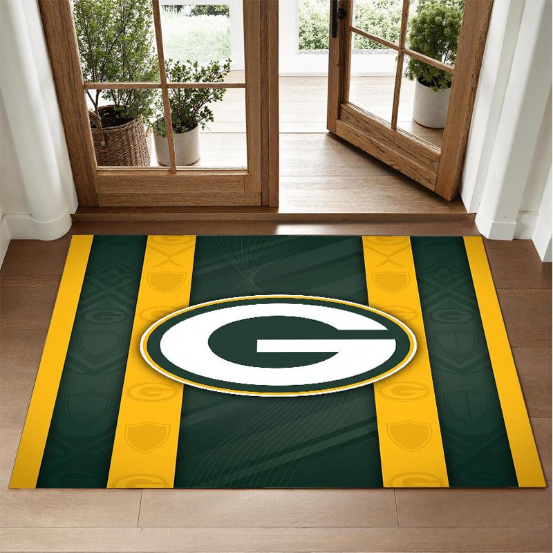 Green Bay Packers Design Crystal Velvet Rug Soft Decorative Mat for Bedroom Entrance