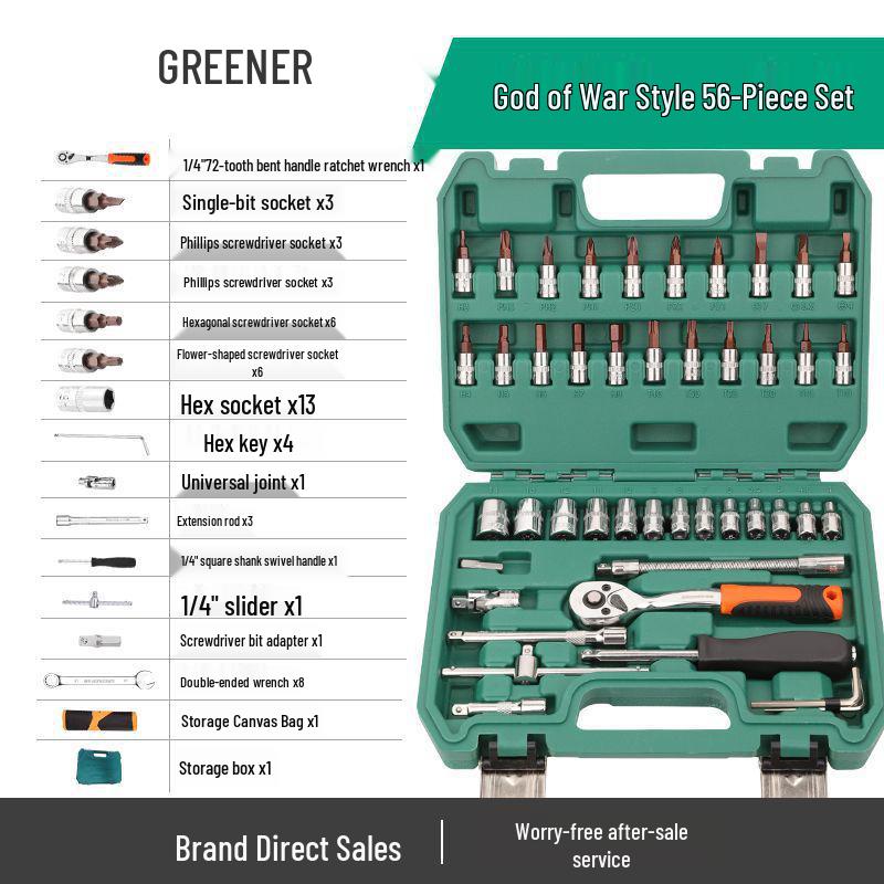 Multifunctional Car Repair Tool Set with Ratchet Socket Wrench