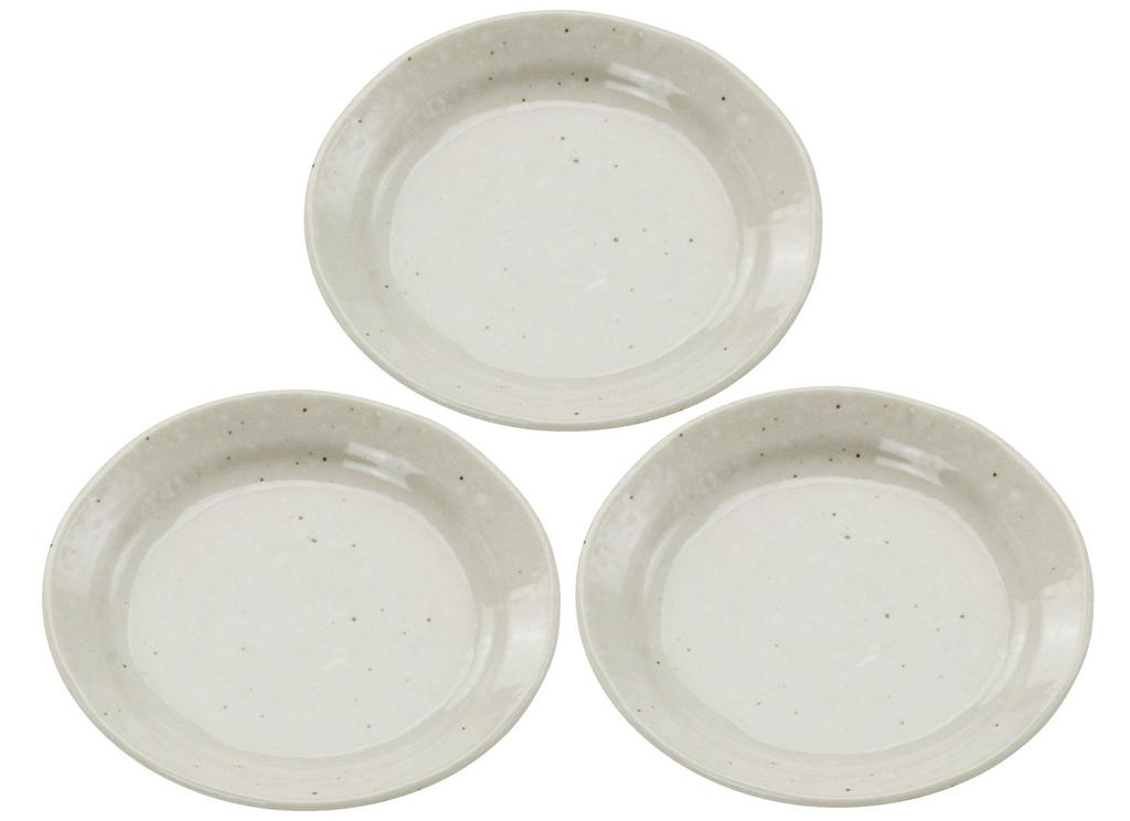 Mino Ware Small Plate Set of 3, Natural White, Approx. Diameter 12.3 X Height 2cm, Tableware Set, Ceramic, Microwave and Dishwasher Safe, Made In