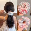 Sweet Pink Color Scrunchies Bowknot Floral Cotton Hair Bundle Women College Girls Elegant Hair Ties Ropes Dots Ponytail Holder