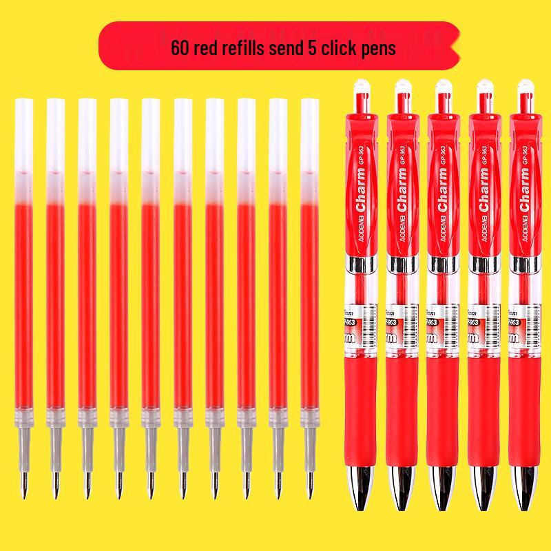 100-Pack of 0.5mm Black Gel Pen Refills - Water-Based, Bullet Tip, Push-Button, Red Pen Compatible