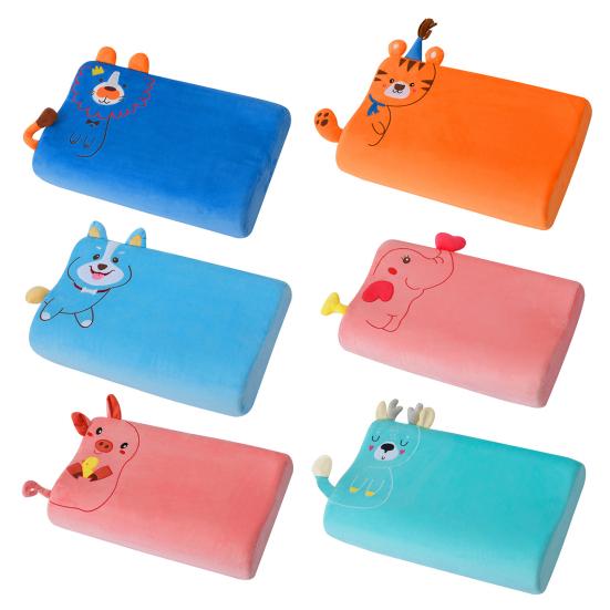 Yousheng Ergonomic Kids Pillow Wave Wedge Shape Soft And Elastic Memory Foam Cartoon Embroidery Washable Case Supportive Better Sleep Quality Pillow