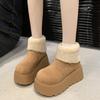 Fashion Platform Women's Snow Ankle Boots Suede Mid Heel Cotton Shoes Short Plush Warm Boots Trendy Winter Casual Boots Botas De Mujer