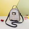 Ladies Scottish Plaid Small Backpack Autumn and Winter New Cat Pearl Mobile Phone Small Bag