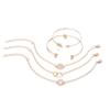 Diamond-Inlaid Star Bracelet Set with Alloy Circles