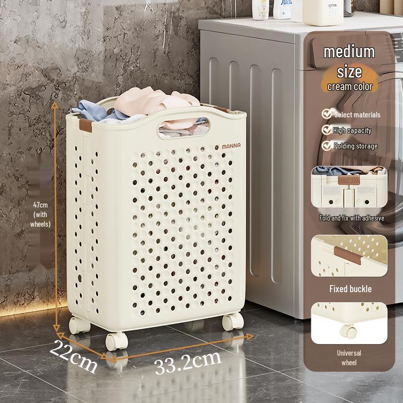 

Modern Large-Capacity Folding Laundry Basket - High-Style PP Design for Home Bathroom Storage Large without Wheels