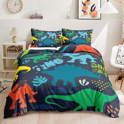 Kawaii Dinosaurier Bettbezug Set Cartoon Tier Thema Bettwäsche Set für Kinder Jugendliche Schlafzimmer Dekor Doppel Queen King Bettdeckenbezug