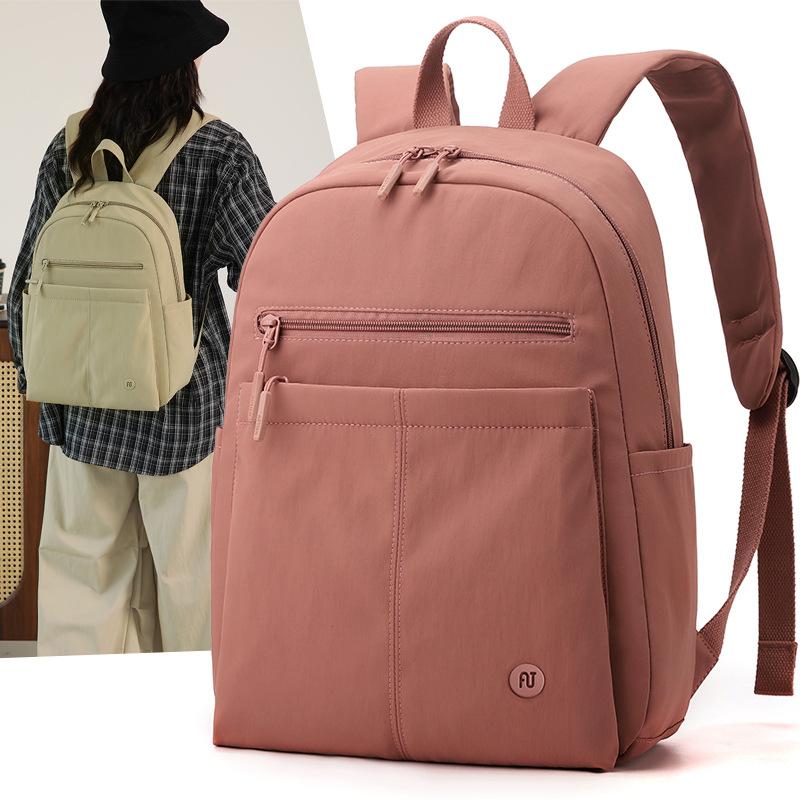 Solid Color Women Backpack Outdoor Student Schoolbag Travel Bag